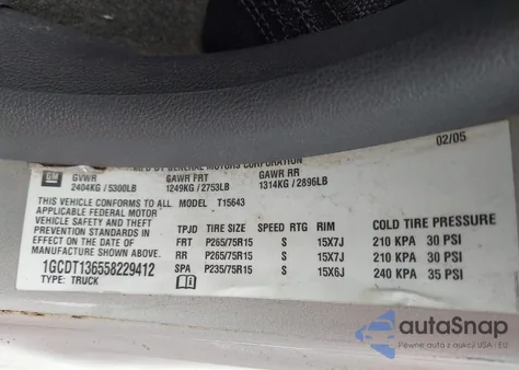 2005 Chevrolet Colorado from USA, damaged, VIN 1GCDT136558229412